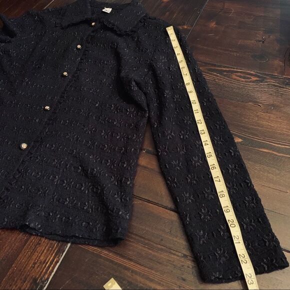 Adorable Black Lace Top like Jacket/Blouse Or Cardigan top size M - Picture 7 of 8